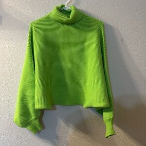 Hyfve neon green cowl neck sweater with batwing sleeves size small
